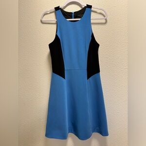 Rag & Bone Adeline Colorblock Skater Dress Back Zipper Lined Blue Black 4